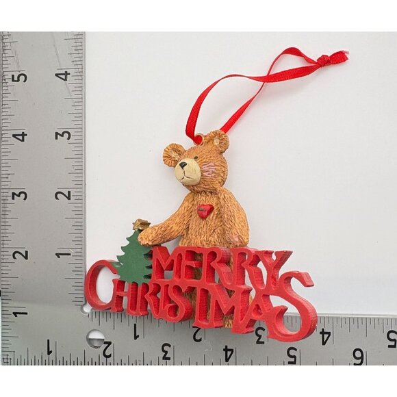 Kurt S Adler Holly Bearies Merry Christmas Bear Ornament with Tree Accent - Picture 3 of 8